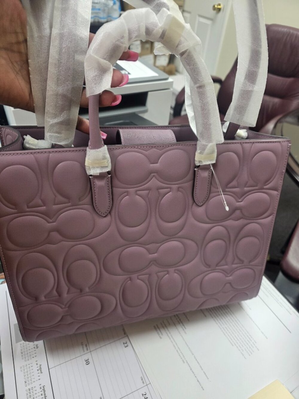 NEW AUTHENTIC COACH MAGGIE TOTE LAVENDER - Picture 3 of 6